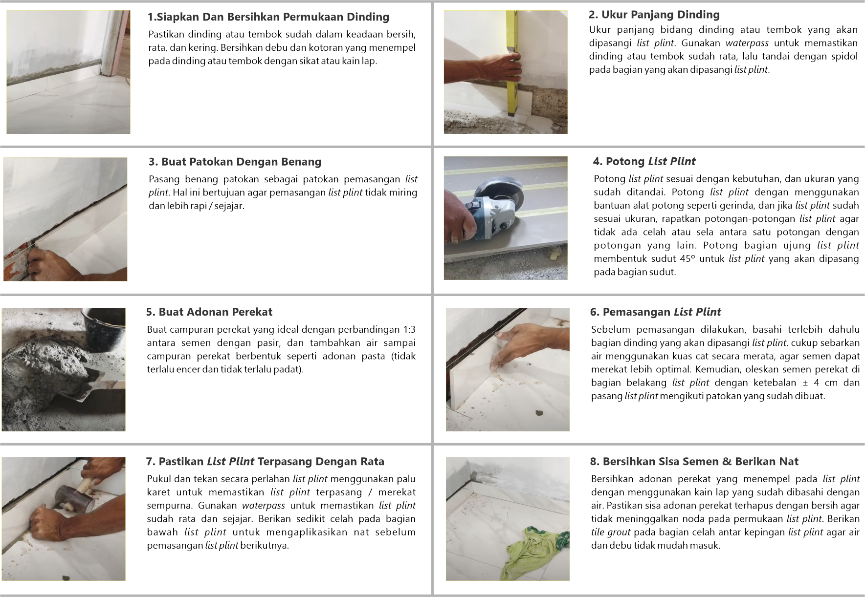 Tahap-Tahap Instalasi & Pemasangan List Plint Granite